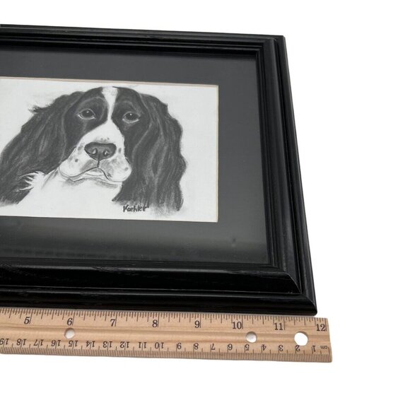Framed Springer Spaniel Dog Portrait By Koehler Black Wooden Frame 10"x12" - Picture 5 of 5